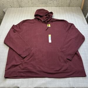 Tek Gear Hoodie Mens 4XB Burgundy Ultrasoft Fleece Pullover Kangaroo‎ Pocket New
